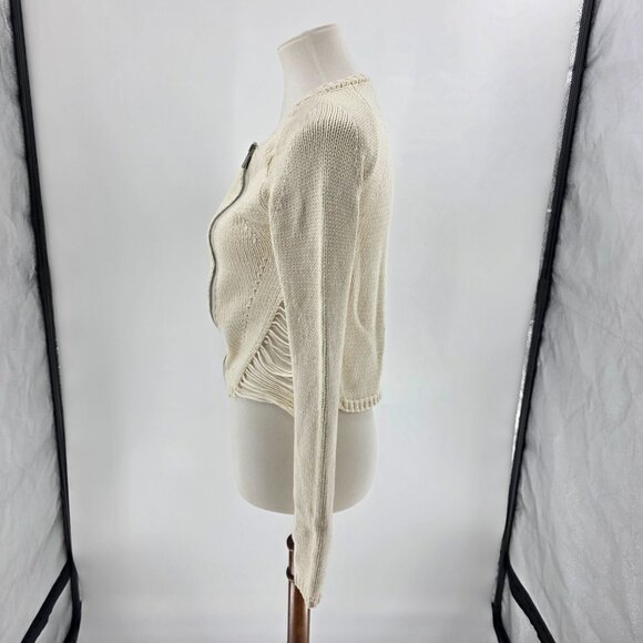 Dakota Collective Womens Ivory Knit Asymmetric Zip Cardigan - Picture 5 of 12